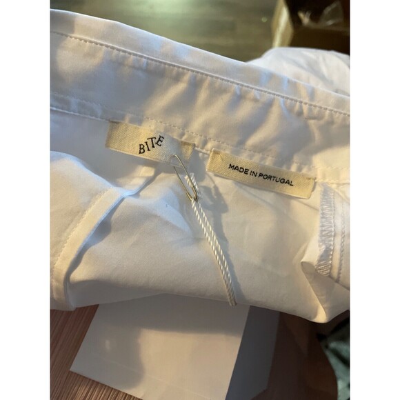 BITE Studios Women's Fluted Sleeve White Button-Up Curved Blouse size 4 NWT - Picture 9 of 12